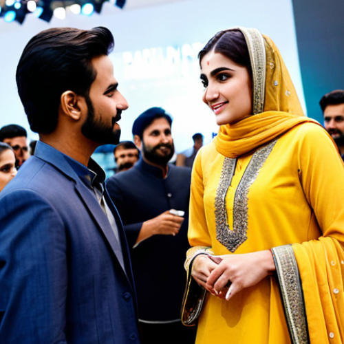 Home 17 **
"A vibrant fashion event scene, bustling with activity in Lahore. A young, stylishly dressed (fully clothed in modest Eastern attire) fashion coordinator confidently converses with a renowned Pakistani designer (also fully clothed in appropriate attire). The background shows a blend of traditional and modern fashion elements. Professional lighting, candid shot, safe for work, appropriate content, perfect anatomy, natural proportions, family-friendly, high resolution."
**